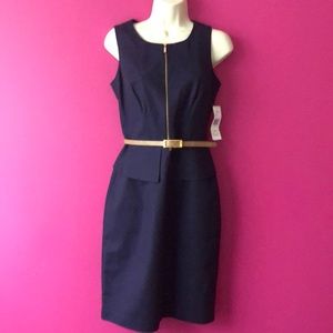 🆕 Nine West Sheath Navy Peplum Dress - Size 4